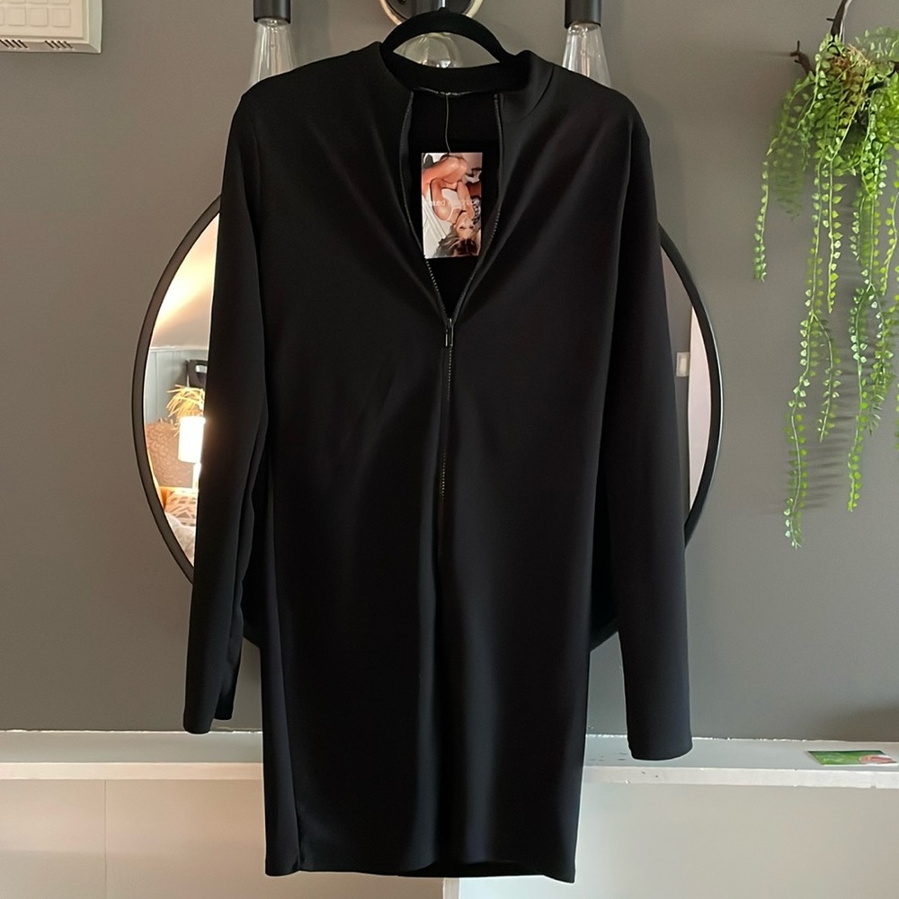 Naked wardrobe zip up bodycon dress